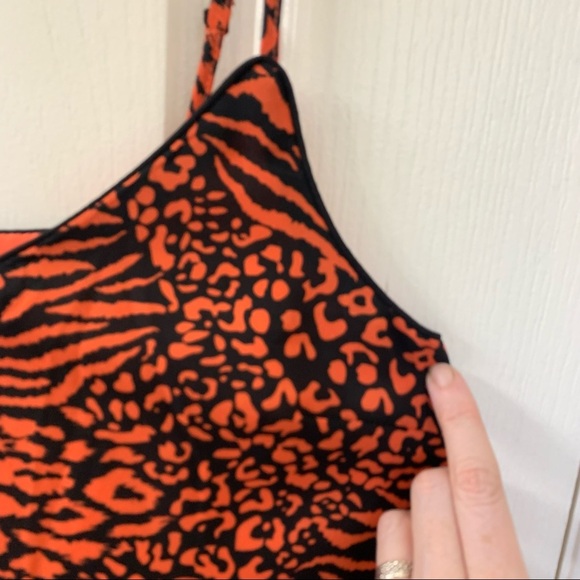 Orange Black Animal Print Silky Tank Top Women’s Size XS - Picture 8 of 16